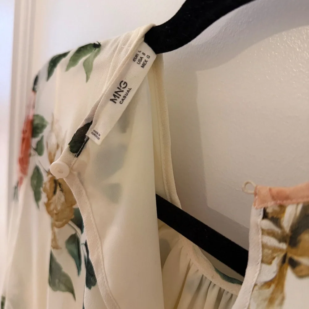 MANGO FLORAL MIDI DRESS Size L - Picture 3 of 4